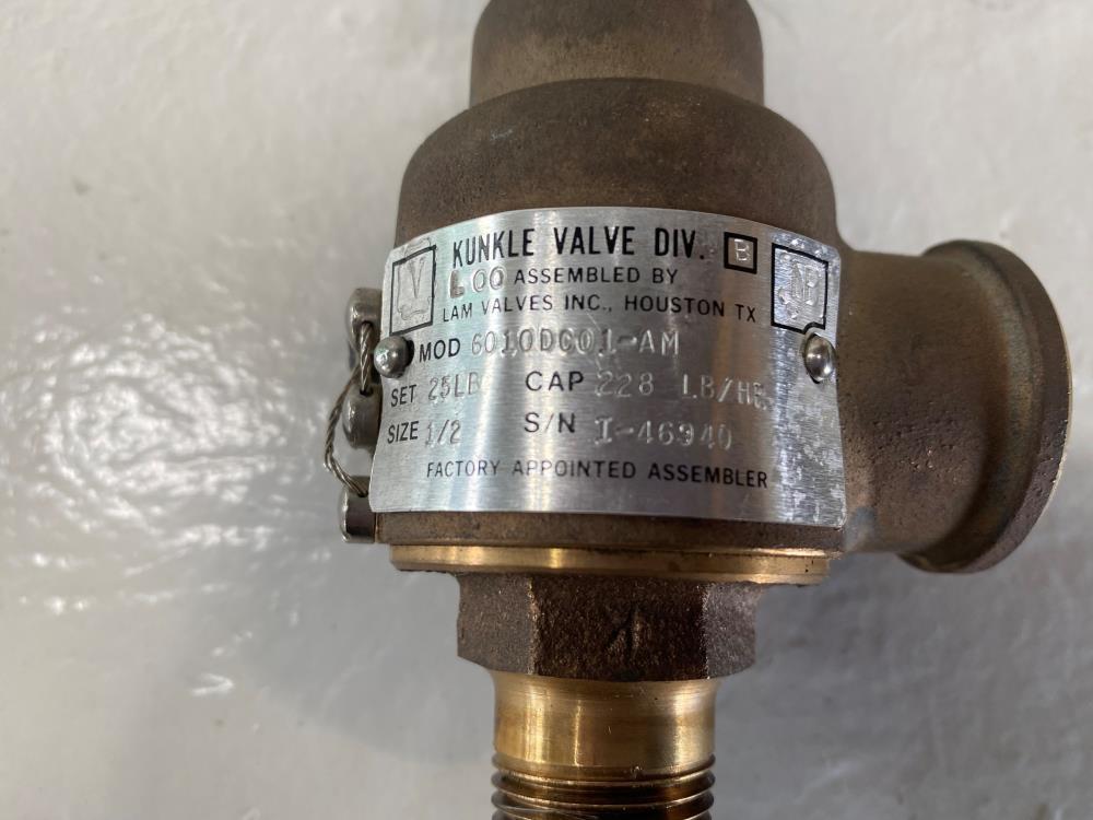 Kunkle 1/2" x 3/4" NPT 25# Bronze Relief Valve 6010DC01-AM